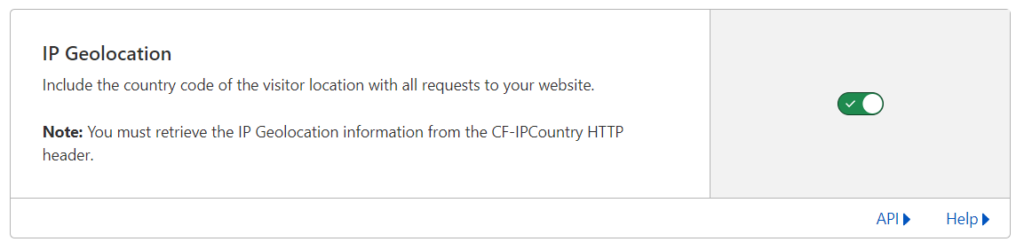 Cloudflare IP Geolocation Setting